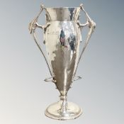A silver Arts and Crafts style twin handled vase, Elkington & Co, London 1907, height 18.5 cm.