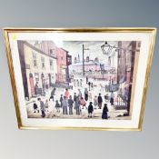 A print after L. S. Lowry : A Procession, in gilt frame.