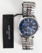 New Infinite Men's watch with tag. and film front and back. 1.5 inch blue face. Model: 5726-97 Z QH.
