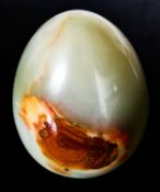 Onyx marble egg. W: 2.25 x 3.5 inches. 285 grams.