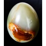Onyx marble egg. W: 2.25 x 3.5 inches. 285 grams.
