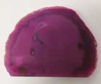 Pink Agate crystal. W: 4 , H: 3.25, D :0.4 inches. 254 grams.