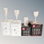Two boxed sets of six Canterbury lead crystal glasses together with a set of four crystal wine