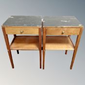 A pair of mid-20th century Remploy military issue bedside stands fitted with a drawer.