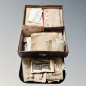 A vintage leather case containing 20th century Forces Air mail letters, St.
