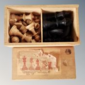 A boxwood chess set, king 7 cm.