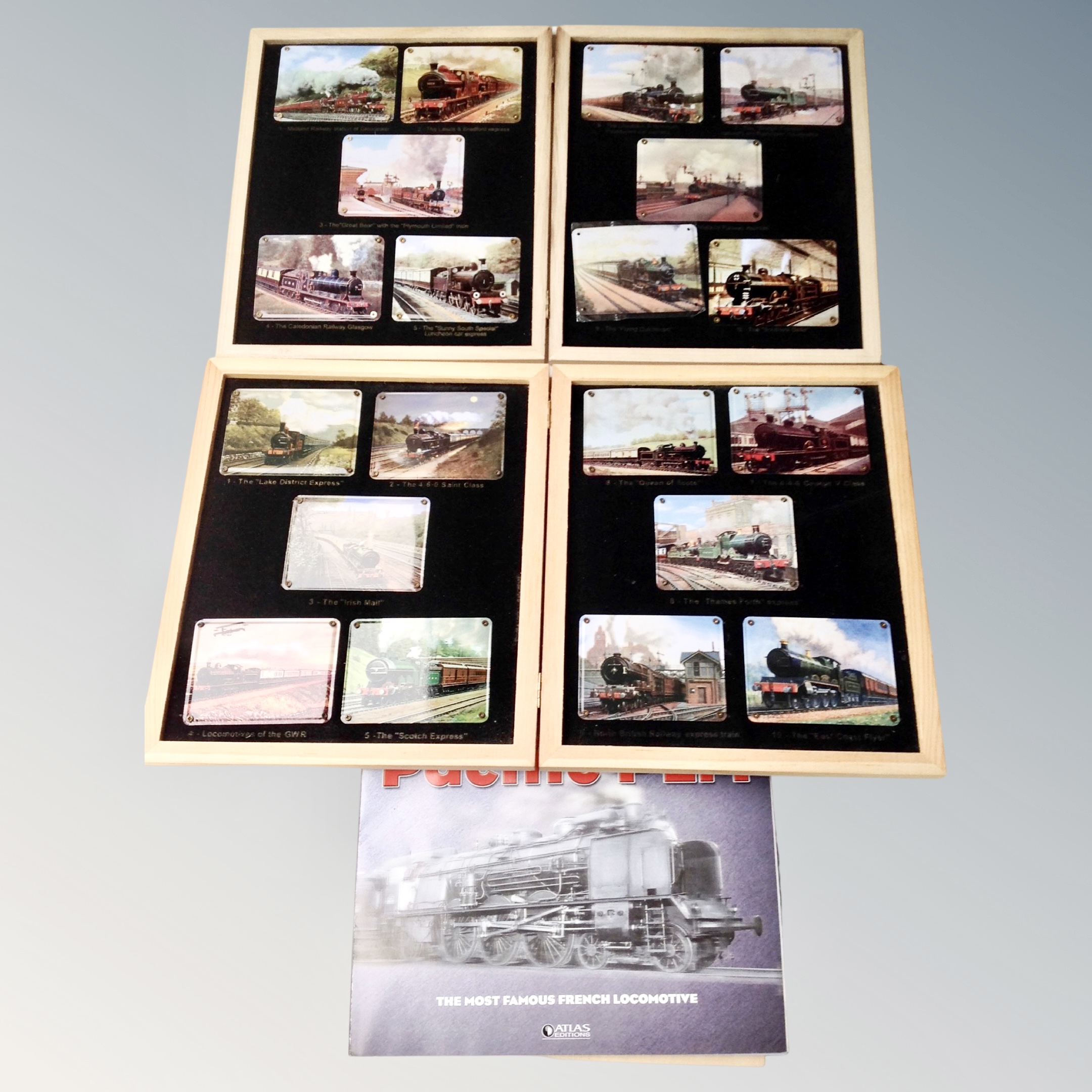 A collection of model train locomotives on plinths, prints of locomotives, etc. - Image 3 of 3