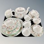 A tray of Minton Haddon Hall tea china.