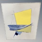 Danish School : Abstract study with yellow shape, oil on canvas, 82cm by 94cm.