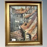 Danish School : Rooftops, oil on canvas, 35cm by 45cm.