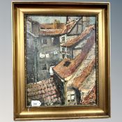 Danish School : Rooftops, oil on canvas, 35cm by 45cm.