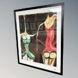 Brian Foggett (Contemporary) : Two female figures, oil on paper, 47cm by 59cm.