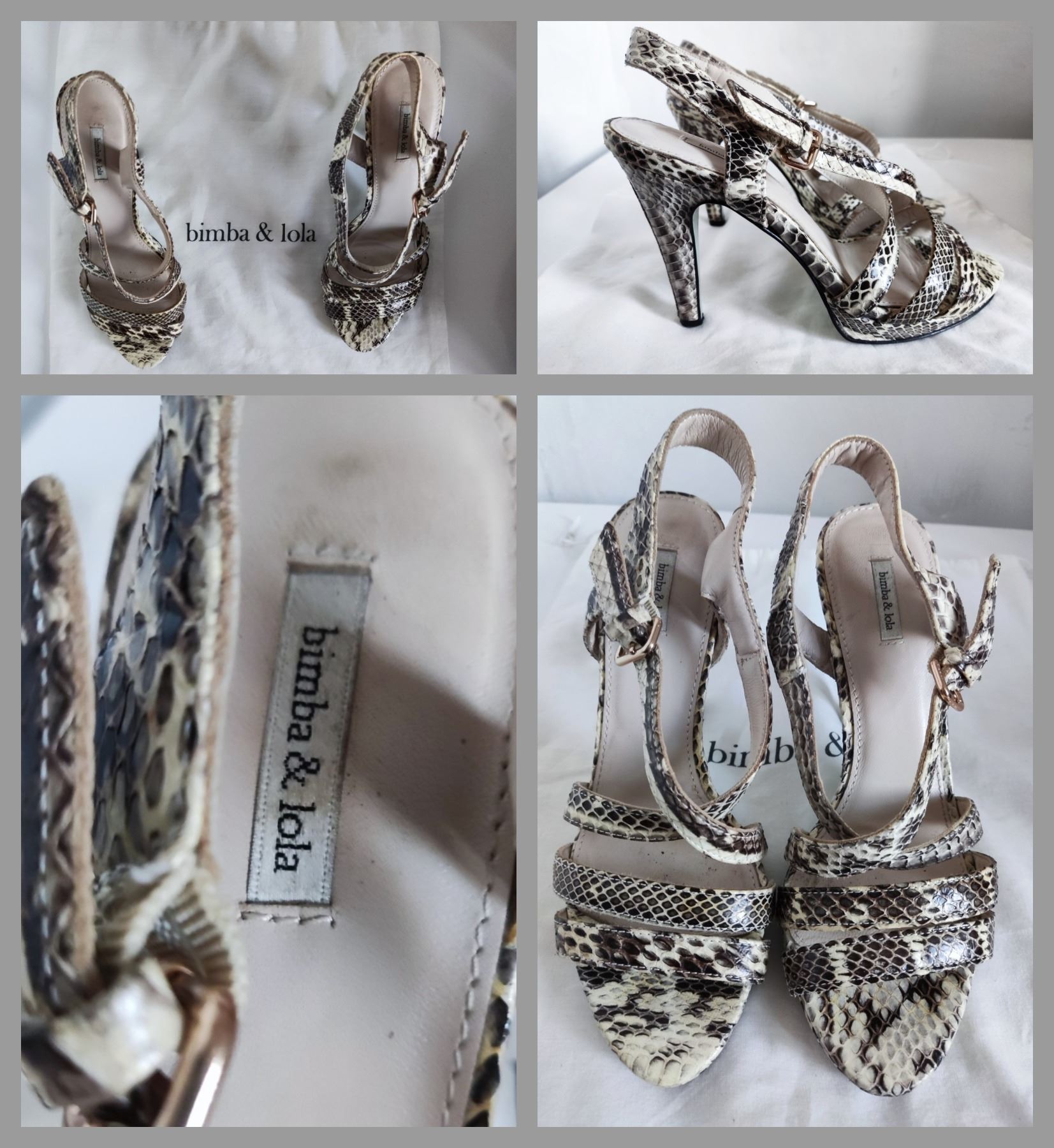 Lady's Bimba y Lola leather snakeskin platform sandals, Size: 3.