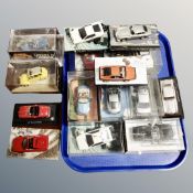 A tray containing James Bond die cast vehicles.