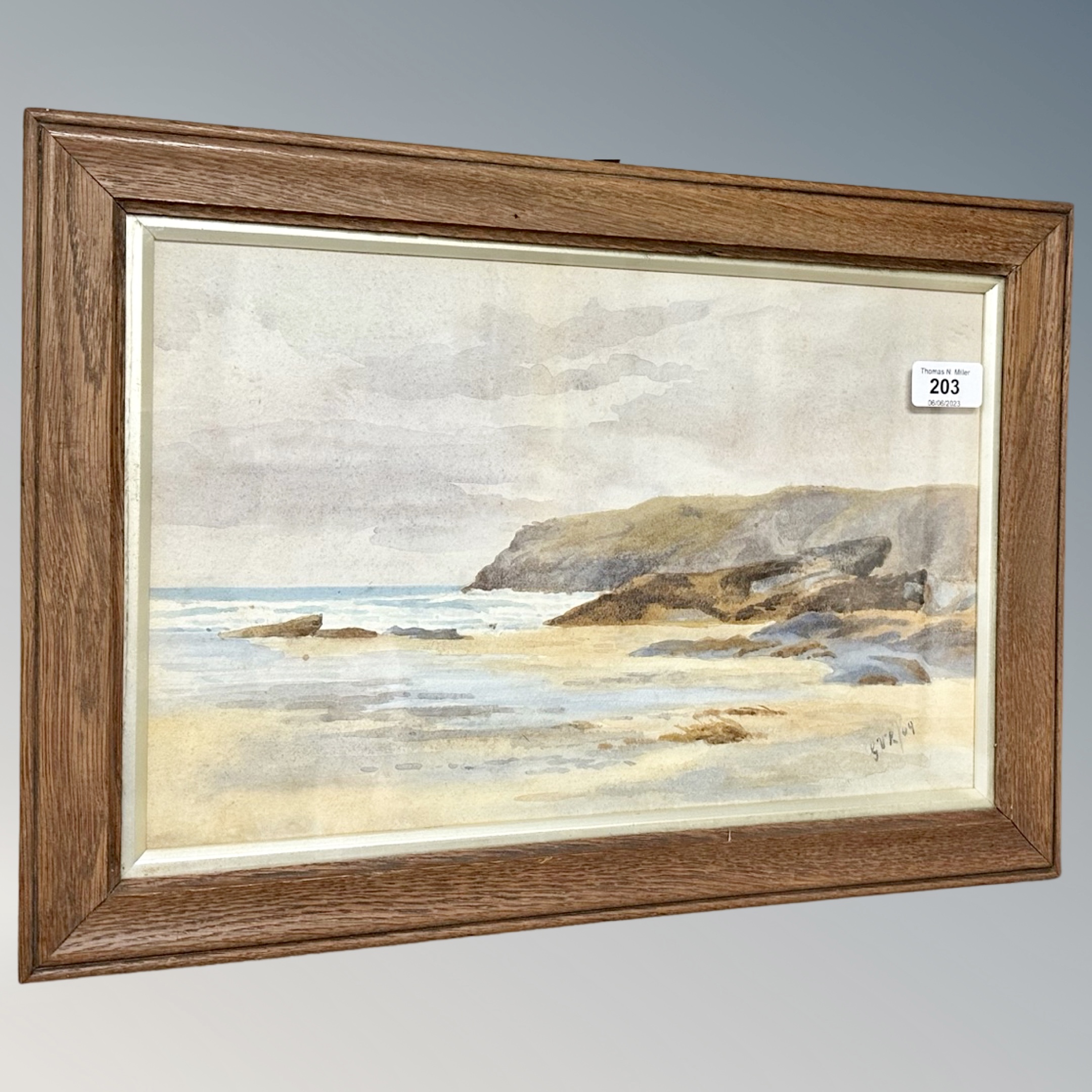 G. V. R. (Early 20th century) Coastal landscape, watercolour, signed and dated 09, 37cm by 24cm.