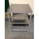 A three tier commercial preparation trolley table.