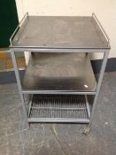 A three tier commercial preparation trolley table.