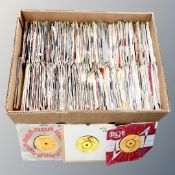 A box containing a large quantity of 20th century vinyl 7" singles including The Police,