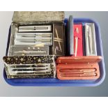 A tray of pens including Parker, Waltman etc.