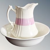 A 19th century wash jug and basin.