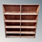 A set of pine antique bookshelves