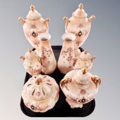 A tray of eight Crown Devon Fieldings vases