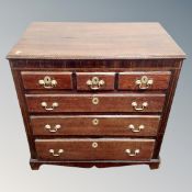 A George III three-over-three chest of drawers with brass drop handles.