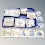 A tray of Royal Copenhagen dishes, Harrods dishes etc.