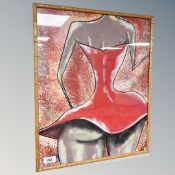 Brian Foggett (Contemporary) : Figure in red dress, oil on canvas, 40cm by 50cm.