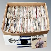 A box containing a large quantity of 20th century vinyl 7" singles including The Beatles,