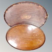 Two Victorian mahogany oval gallery trays.