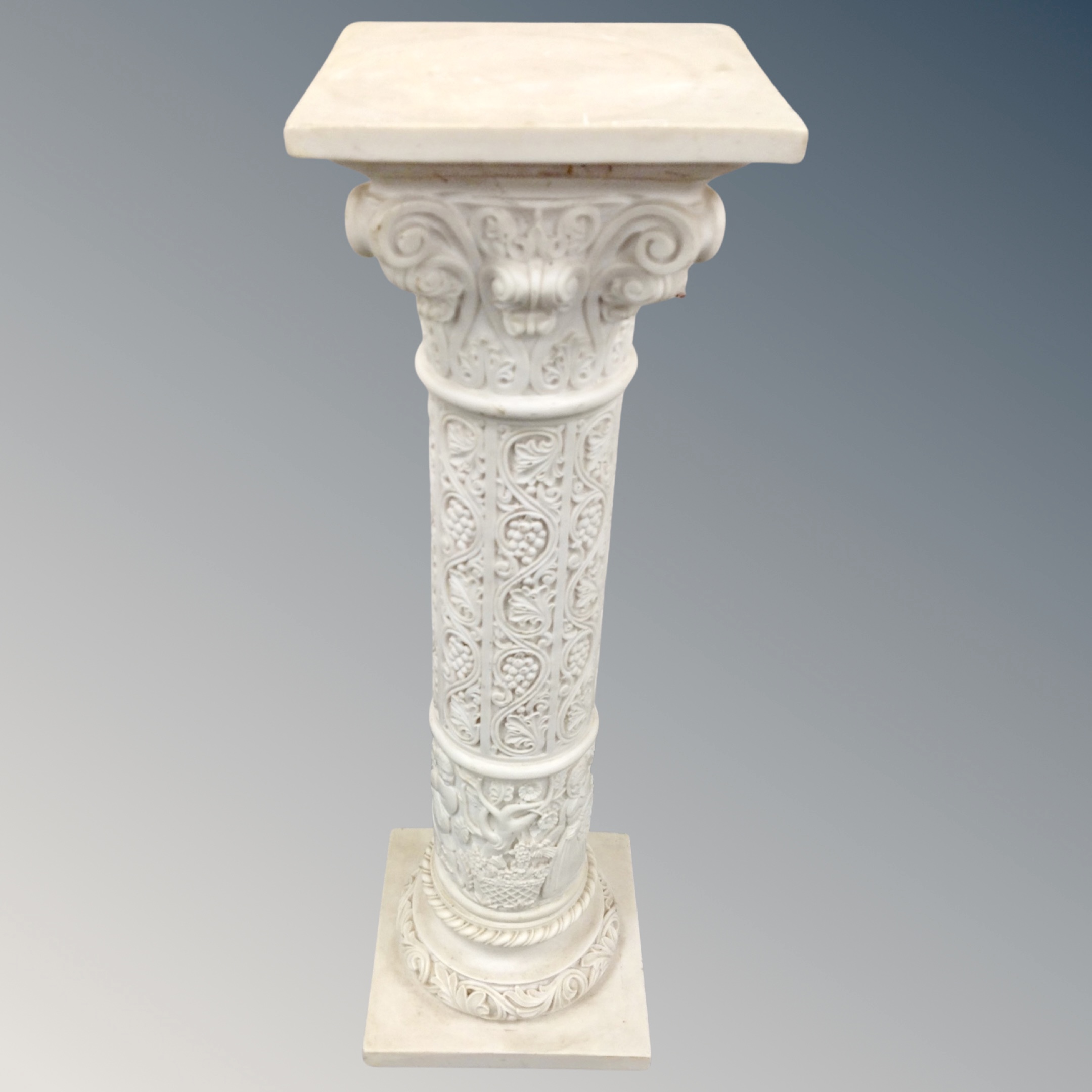 A composite baroque style plant pedestal.