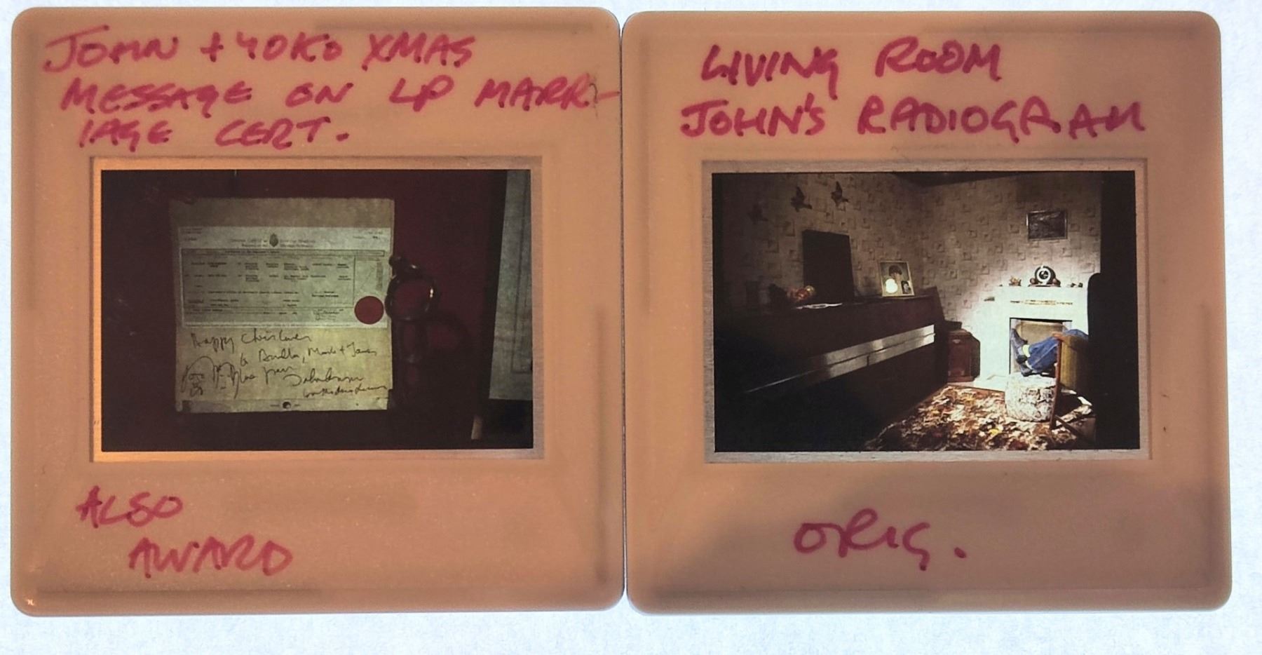 Vintage 35mm negative of a radiogram in John Lennon's childhood living room in Liverpool and