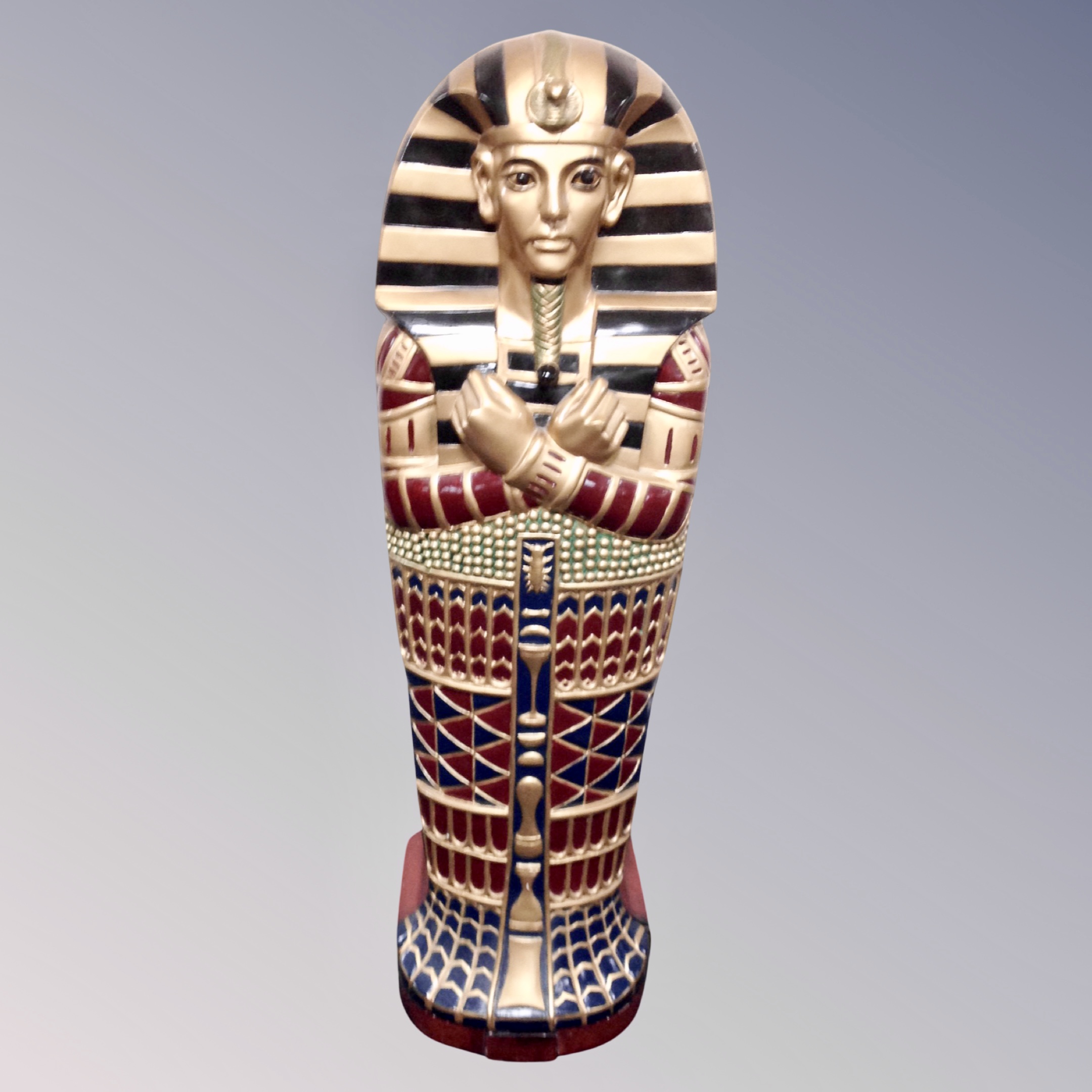 A storage cabinet in the form of an Egyptian mummy,