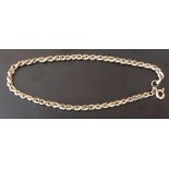 9ct gold 7 inch rope bracelet.