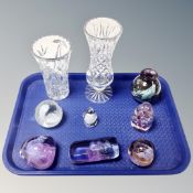 A tray of glass paperweights, Caithness, Clio,