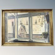 Charles Skousgaard : View through a window, oil on canvas,