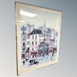 After Michel Delacroix : Paris street scene, colour print,