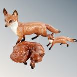 Three Beswick foxes