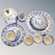 A tray of sixteen pieces of Royal Cauldon blue and white tea ware