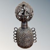 A Benin cast bronze hand bell,