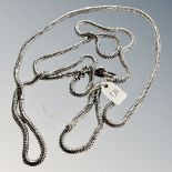 A 50'' sterling silver muff chain, 95.5g.