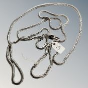 A 50'' sterling silver muff chain, 95.5g.