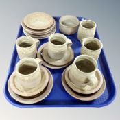 Colin Pearson (1923-2007) : Eighteen pieces of studio pottery tea ware (one tray)