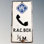 A vintage enamelled sign - RAC Box 1/2 M