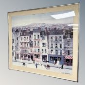 After Michel Delacroix : Paris street scene, colour print,