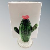 A Juliana collection glass cactus ornament in box