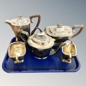 A four-piece silver-plated Art Deco tea service together with further plated teapot