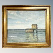 R Dumont : Wooden jetty , oil on canvas,