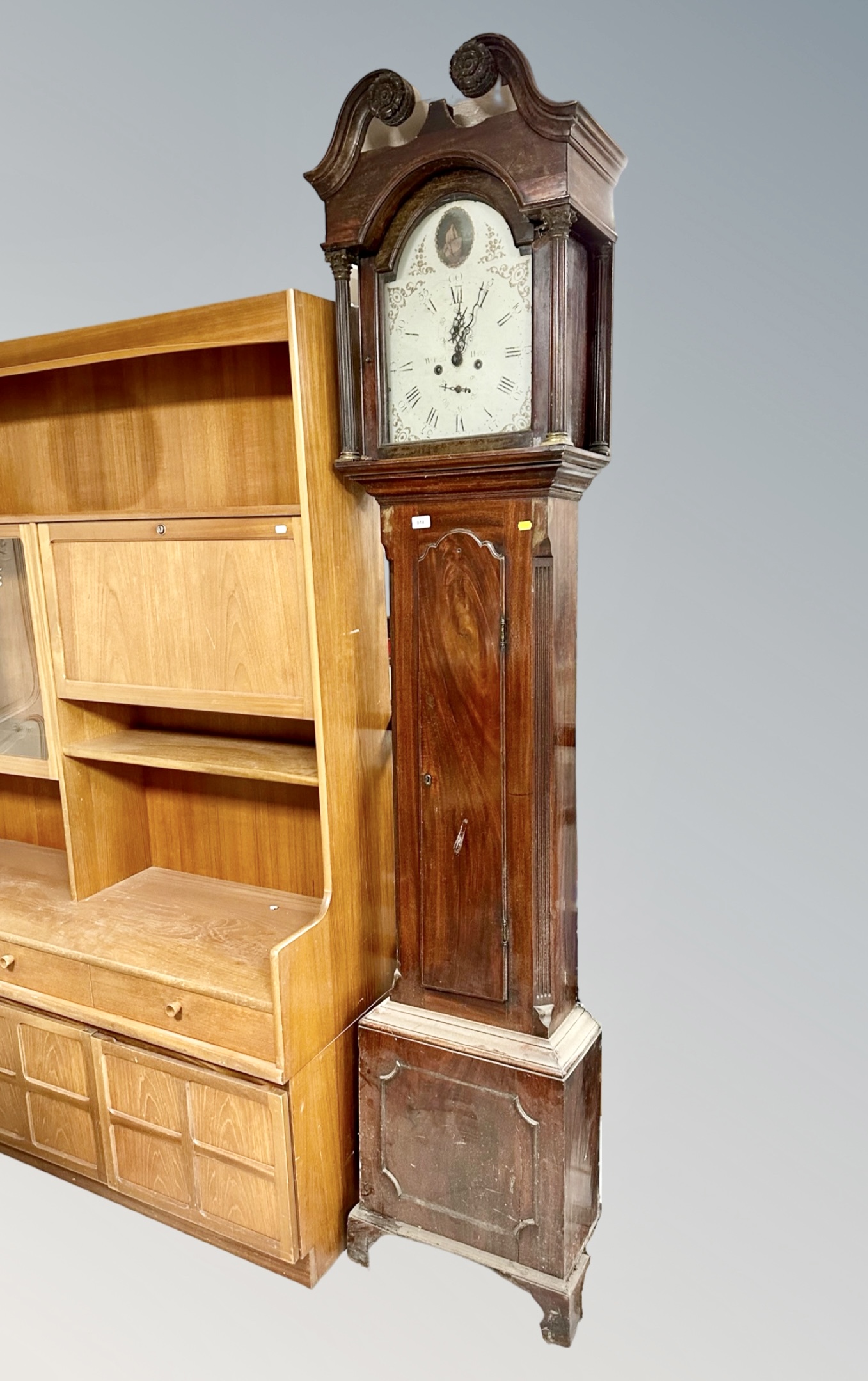 A 19th century mahogany cased longcase clock with painted dial marked W. - Image 2 of 2